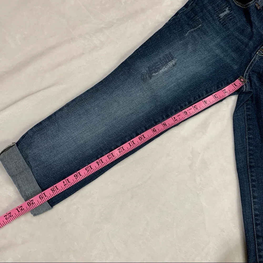 Justice Jeans Cuffed Capri Distressed Stitching Size 14 Slim